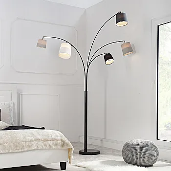 Stojaca lampa 36398 Čierna, šedá, biela
