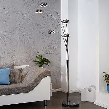 Stojaca lampa 7365 Lesklý chróm/Biela