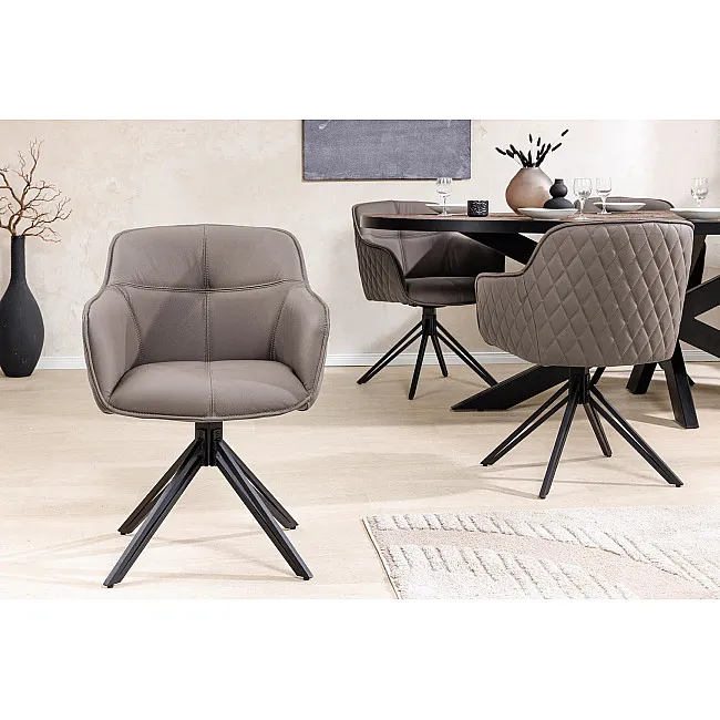 Stolička 45862 Euphoria Taupe kožená - otočná