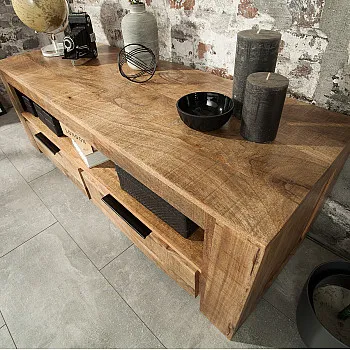 TV-skrinka 38931 130cm Masív drevo Mango Industrial look TV-skrinka 38931 130cm Masív drevo Mango Industrial look