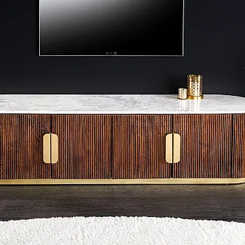 TV-skrinka 45828 Gatsby 170cm Drevo Mango-Biely mramor