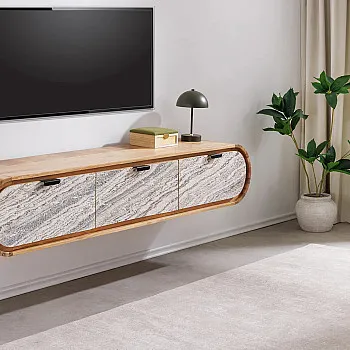 TV-skrinka 47757 Organic 160cm Drevo Acacia
