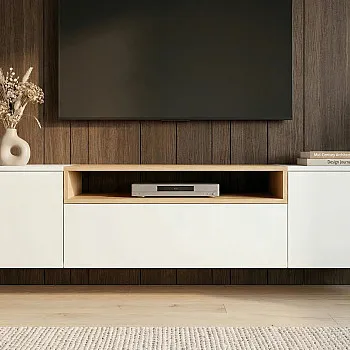 TV-skrinka 47807 Loft 160cm Biela/Prírodná Dub Dyha
