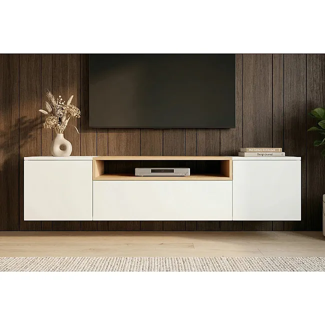 TV-skrinka 47807 Loft 160cm Biela/Prírodná Dub Dyha
