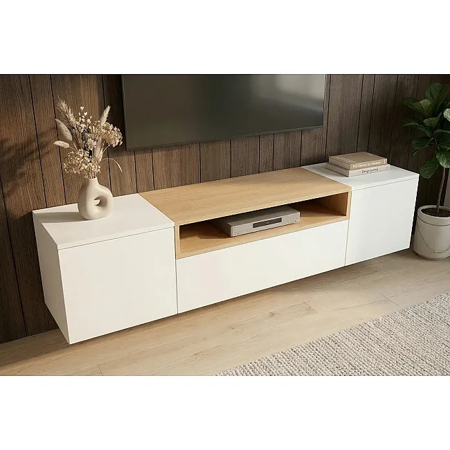 TV-skrinka 47807 Loft 160cm Biela/Prírodná Dub Dyha