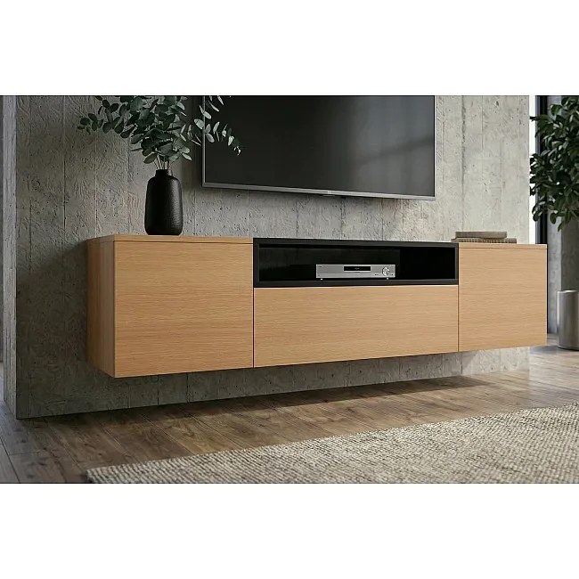 TV-skrinka 47808 Loft 160cm Prírodná Dub Dyha/Čierna