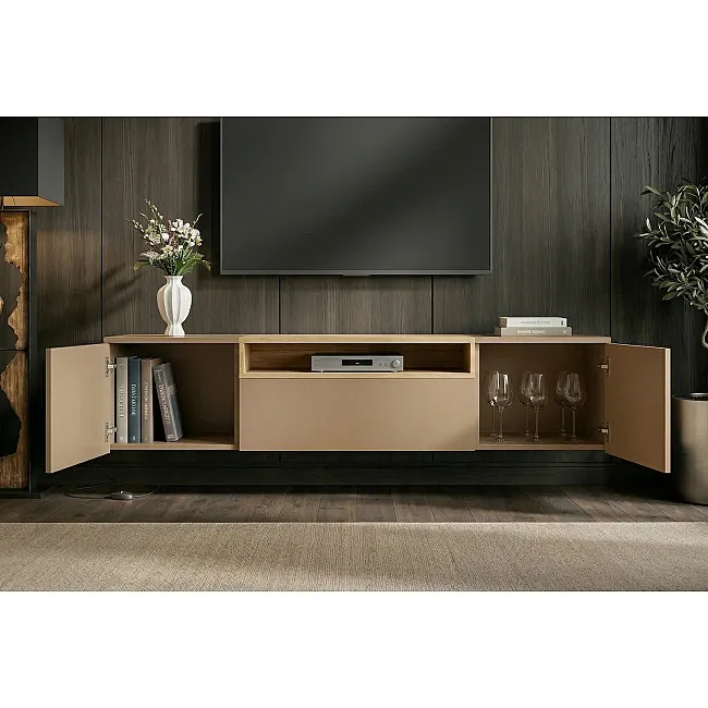 TV-skrinka 47809 Loft 160cm Sivá/Prírodná Dub Dyha