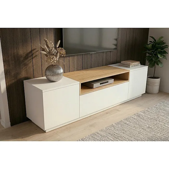 TV-skrinka 47810 Loft 160cm Biela/Prírodná Dub Dyha