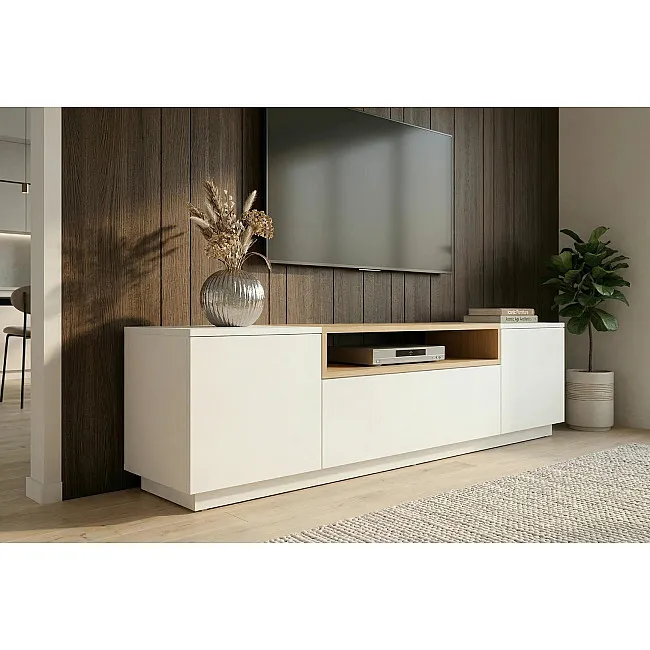 TV-skrinka 47810 Loft 160cm Biela/Prírodná Dub Dyha