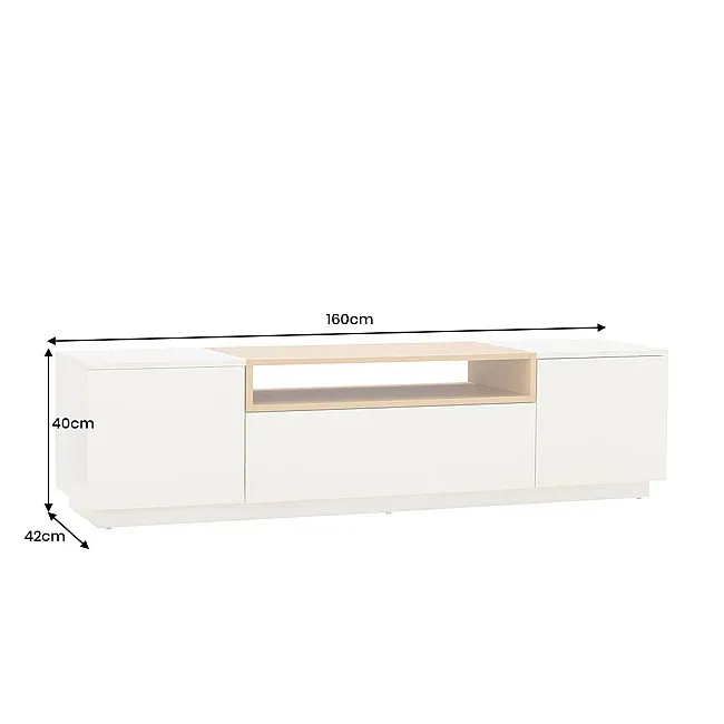 TV-skrinka 47810 Loft 160cm Biela/Prírodná Dub Dyha