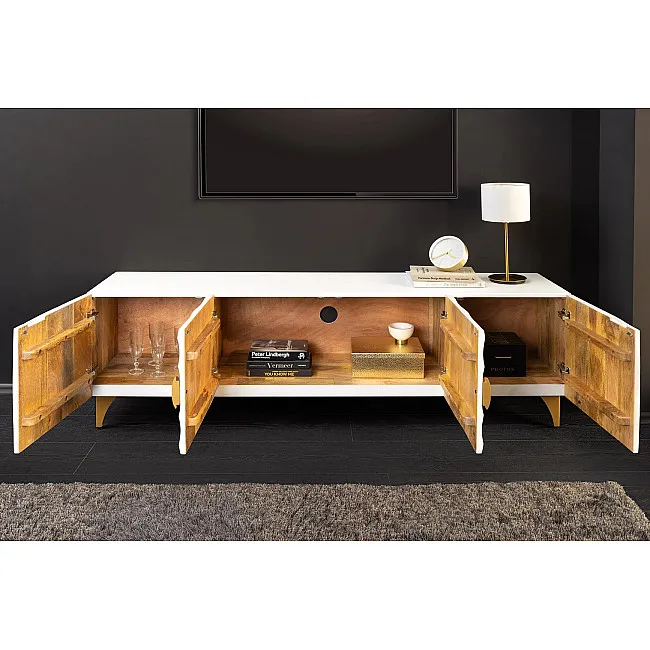 TV-skrinka 48411 Bailey 180cm Drevo Mango Bielené