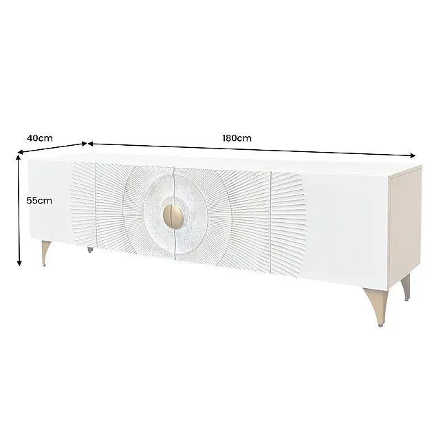 TV-skrinka 48411 Bailey 180cm Drevo Mango Bielené