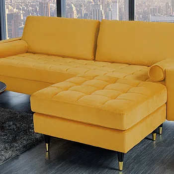 Taburetka 41302 Cozy Zamat Žltá Taburetka 41302 Cozy Zamat Žltá