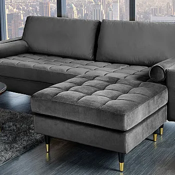 Taburetka 43132 Cozy Zamat Šedá Taburetka 43132 Cozy Zamat Šedá