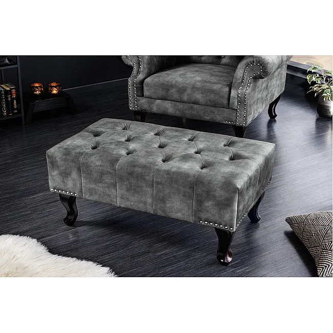Taburetka 43521 Chesterfield Zamat šedá