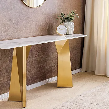 Toaletný stolík/Konzola Luxury - Biely Mramor