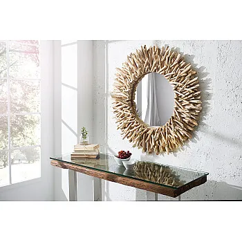 Zrkadlo 36577 Ø80cm Drevo Teak