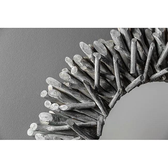 Zrkadlo 38796 Ø80cm Drevo Teak Šedé Zrkadlo 38796 Ø80cm Drevo Teak Šedé