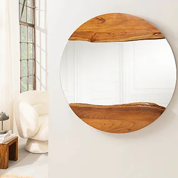 Zrkadlo 46492 Living Edge Ø100cm Drevo Acacia