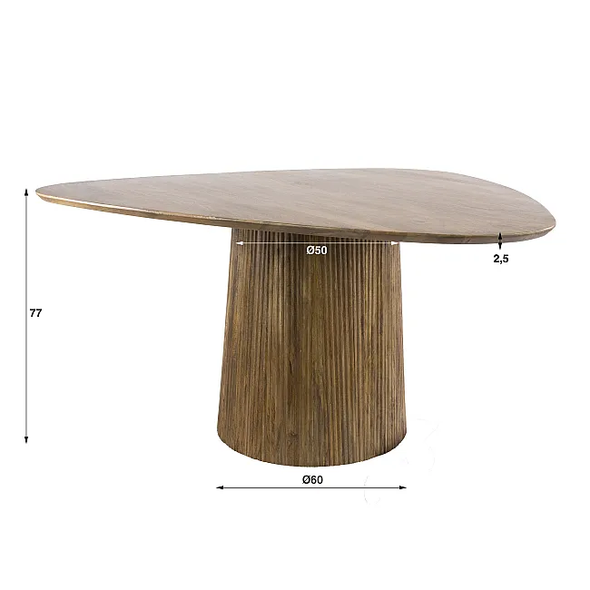 Jedálenský stôl Trojuholník 22-83 Wave 150cm Drevo Mango