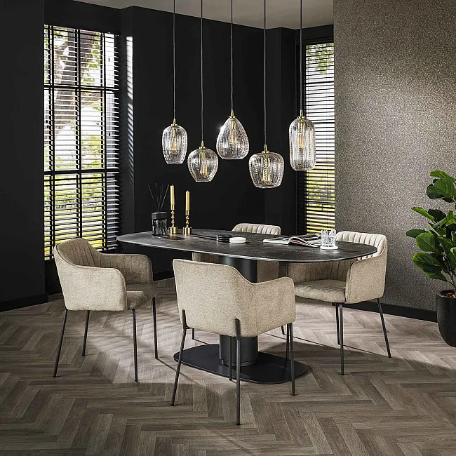 Jedálenský stôl 45-45 Ovál 180x90cm Ceramic Natural Black