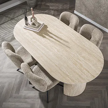 Jedálenský stôl 45-66 Romano 180x90cm Ceramic Travertine