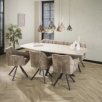 Jedálenský stôl 45-72 Romano 215x105cm 3D Ceramic Travertine