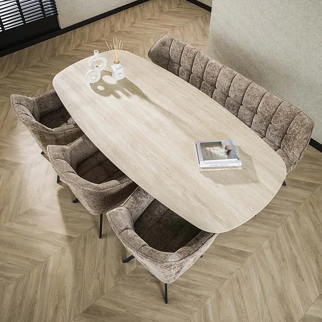Jedálenský stôl 45-72 Romano 215x105cm 3D Ceramic Travertine
