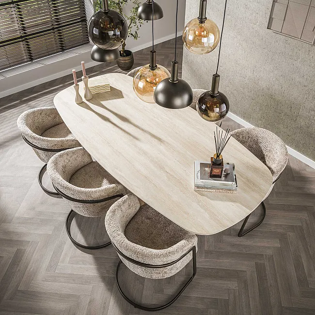 Jedálenský stôl 45-65 180x90cm Ceramik Travertín