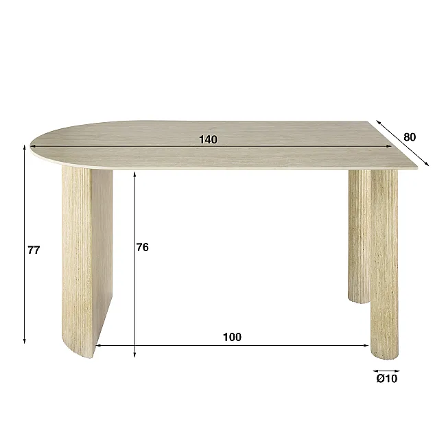 Jedálenský stôl k stene 45-82 Romano 140x80cm Ceramic Travertine