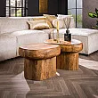 Konferenčný stôl 27-34 Sleek Ø68cm 2-set Drevo Mango