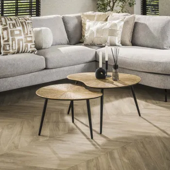 Konferenčný stôl 32-42 Ray 2-set Drevo Antique Gold