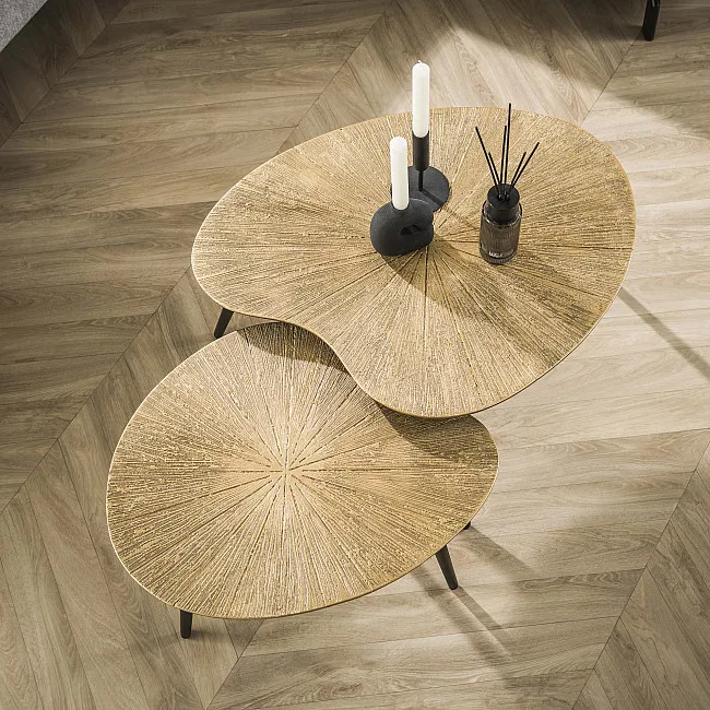 Konferenčný stôl 32-40 Ray 2-set Drevo Antique Gold