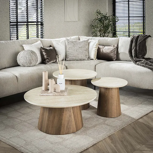 Konferenčný stôl 45-64 Romano 3-set Ceramic Travertine