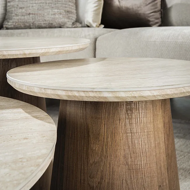 Konferenčný stôl 45-64 Romano 3-set Ceramic Travertine
