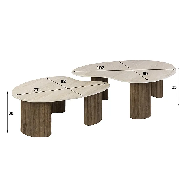 Konferenčný stôl Ceramo 2-set 3D ceramik Travertine