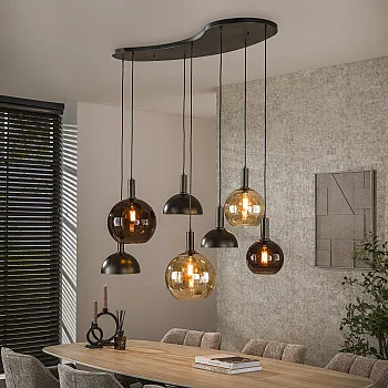 Luster 75-00 Cluster 4+3L Brown + Jantar Glass