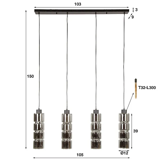 Luster 77-15 Cylinder 3L Chromed Glass