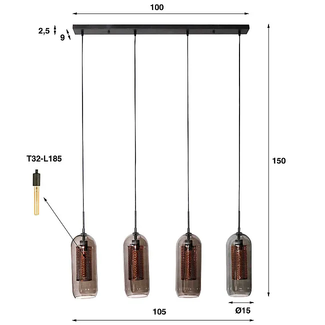 Luster 78-31 4L Smoke Glass Luster 78-31 4L Smoke Glass