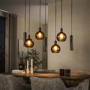 Luster 79-12S Sfere 4+3L Brown Frosted Glass