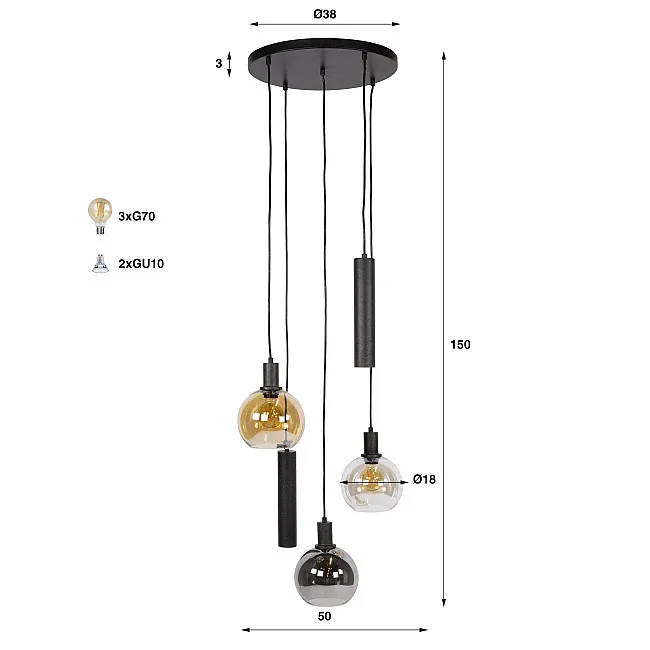 Luster 79-15 Sfere 5L Multicolour Glass