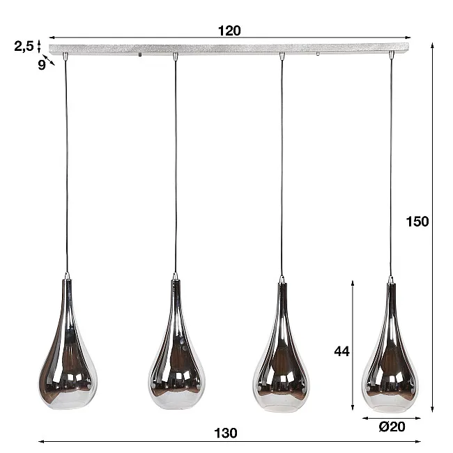 Luster 83-08 4 x Ø20cm Chromed glass Luster 83-08 4 x Ø20cm Chromed glass