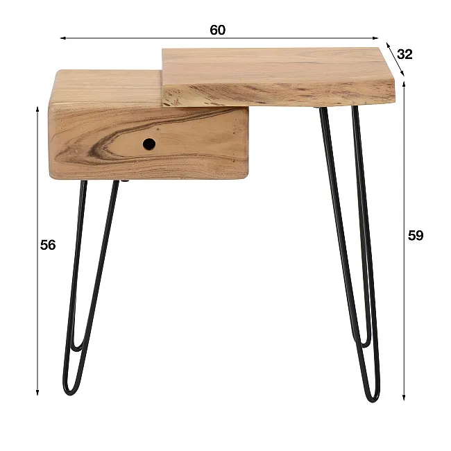 Nočný stolík 25-15 Edge-R Drevo Acacia Nočný stolík 25-15 Edge-R Drevo Acacia