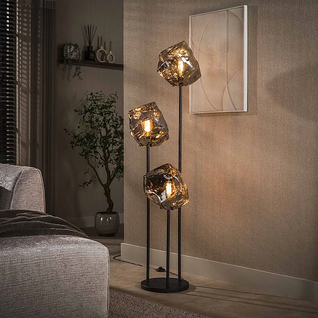 Stojaca lampa 72-26 Rock 3L Chrome glass