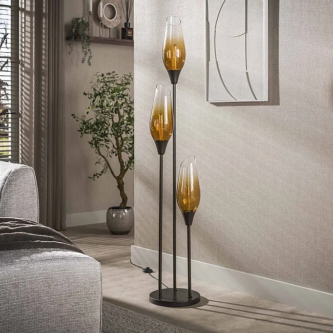 Stojaca lampa 76-90S Cocoon 3L Brown clear glass