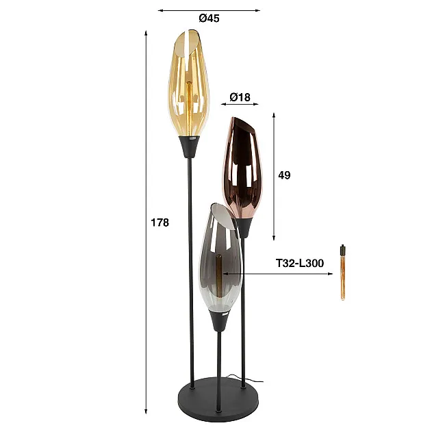 Stojaca lampa 76-91 Cocoon 3L Multicolour glass