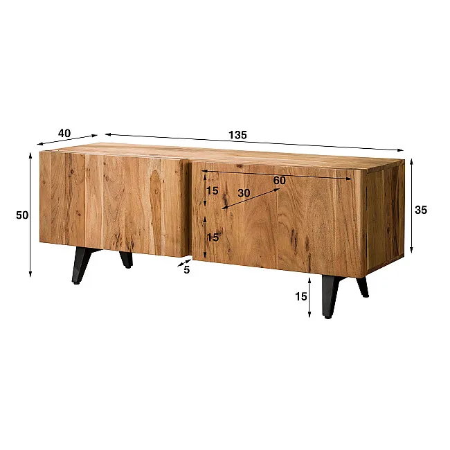 TV-skrinka 28-50 Block 135cm Drevo Acacia TV-skrinka 28-50 Block 135cm Drevo Acacia